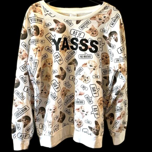 Unknown Sweaters - Cat Print Sweatshirt - Size XXL